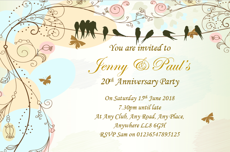 Classic Wedding Anniversary Invitations Personalised Can Be Made For ANY Anniversary REF A8