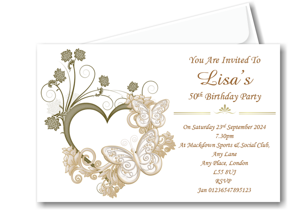 Beautiful birthday party / celebration invitation REF B111 can be made for any age surprise can be added