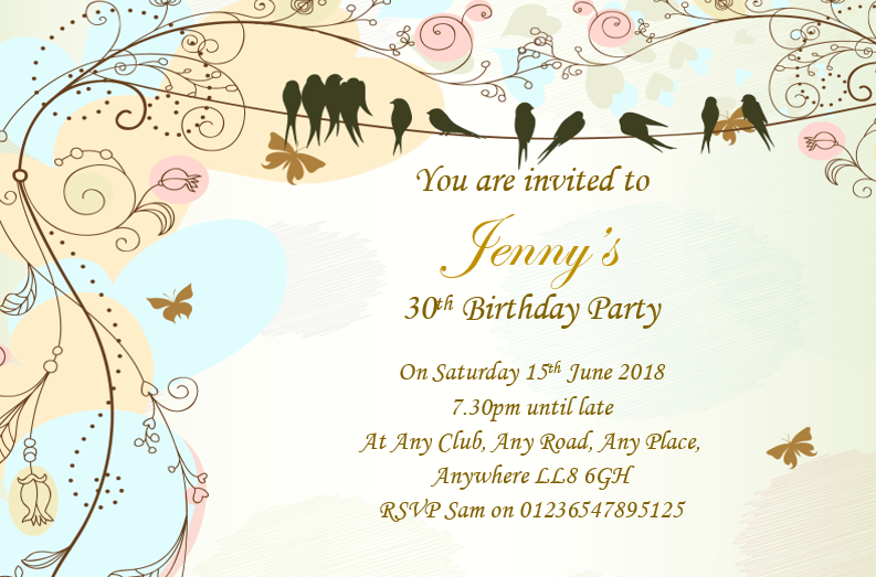 Stunning Personalised birthday party/celebration invitation REF B8 can be made for any age & suprise can be added