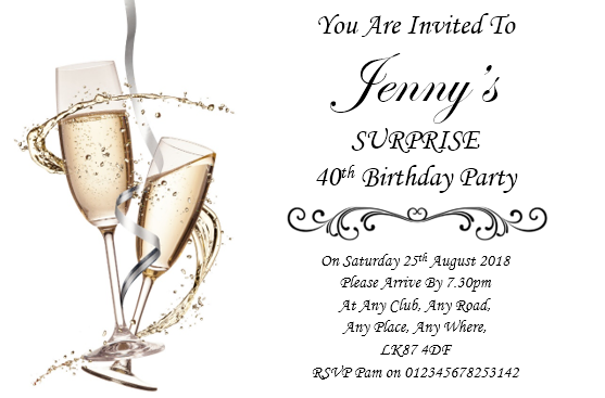 SURPRISE personalised birthday party invitation  REF BD32 can be made for any age