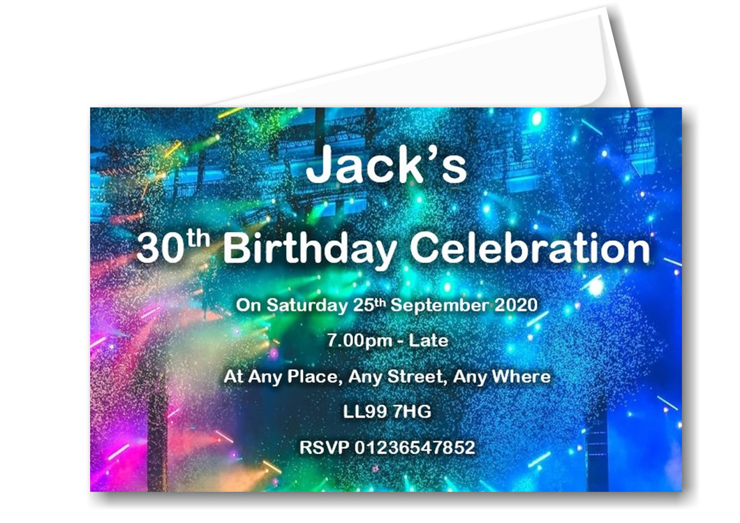 Personalised Multi Color Birthday party invitations REF BD78 Any age can be done