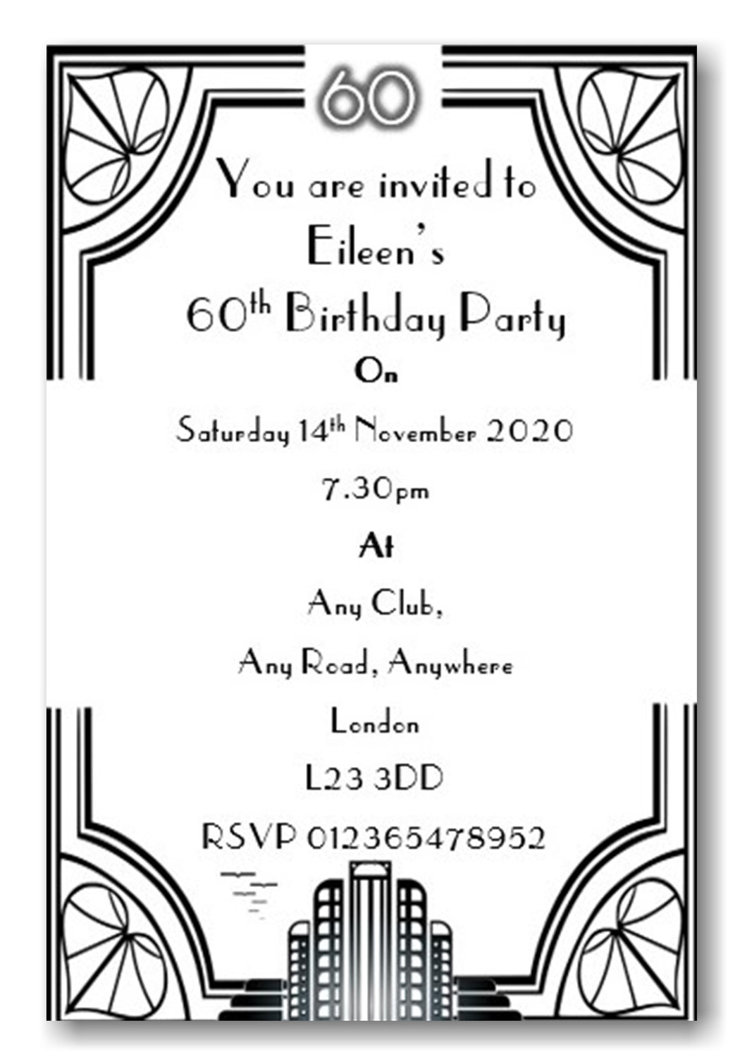 1960's style personalised birthday party / celebration invitation REF BD86 can be made for any age, surprise can be added