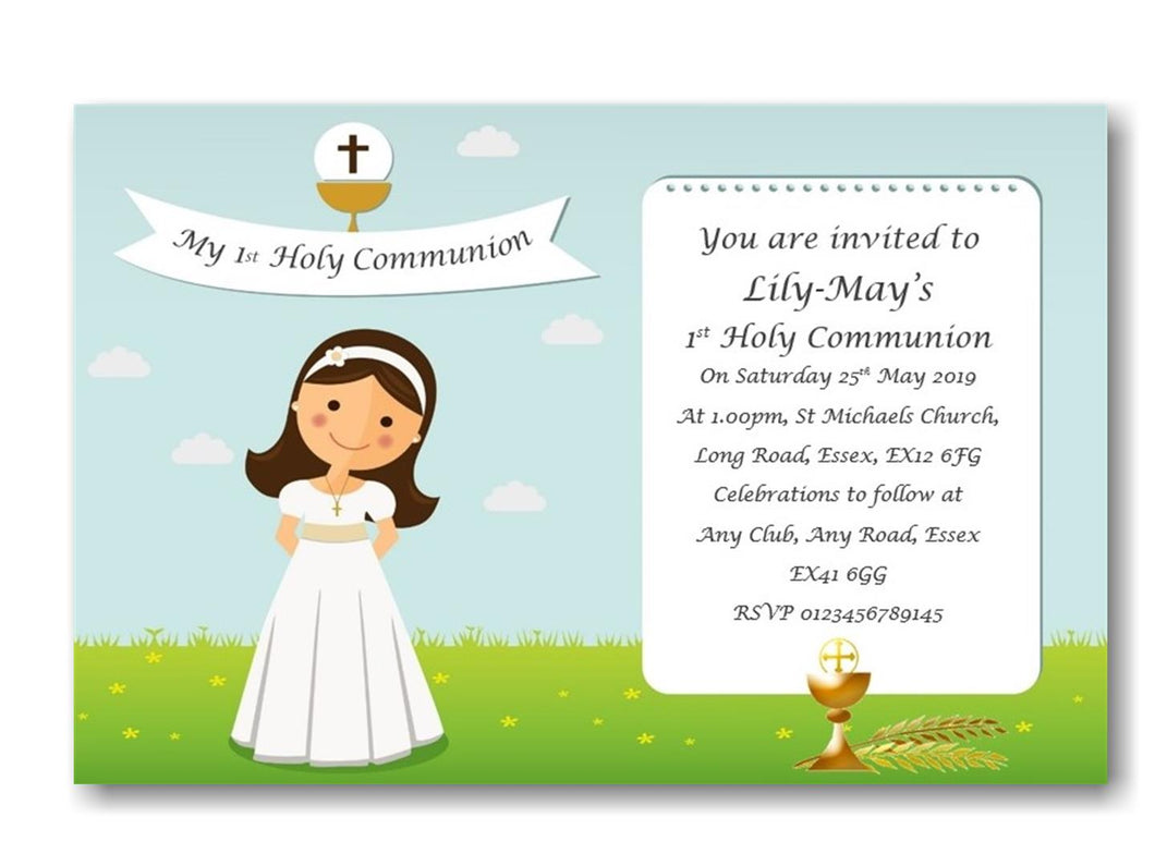 Beautiful Girls Holy Communion Invitation, Unique, timeless design Ref CM1