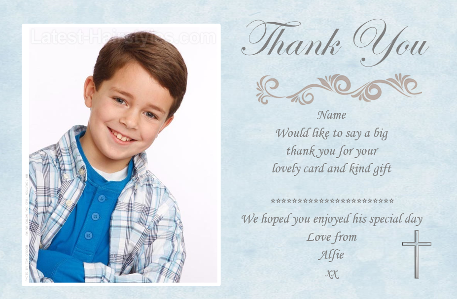 Unique Blue Holy Communion Thank you cards with photo on Ref CM3