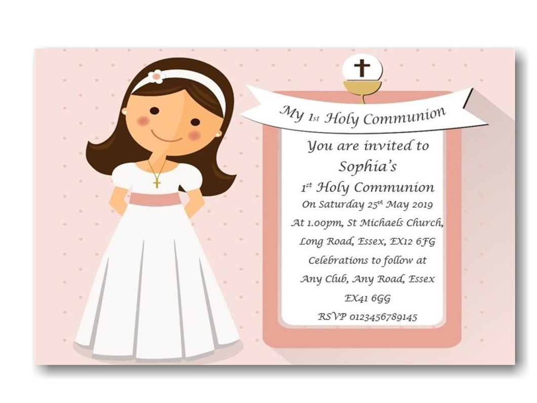 Beautiful Pink Holy Communion Invitation, Unique, timeless design Ref CM4