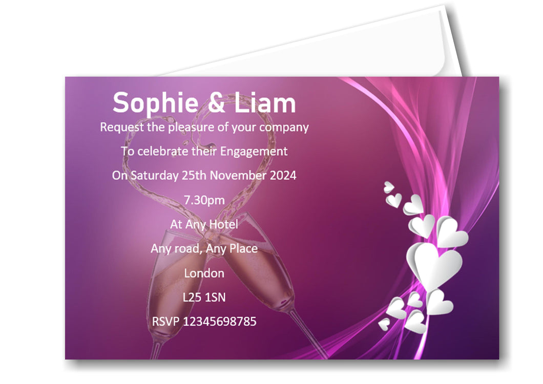 Elegant, Classy looking Engagement Invitation, nothing says love better than love hearts Ref E16