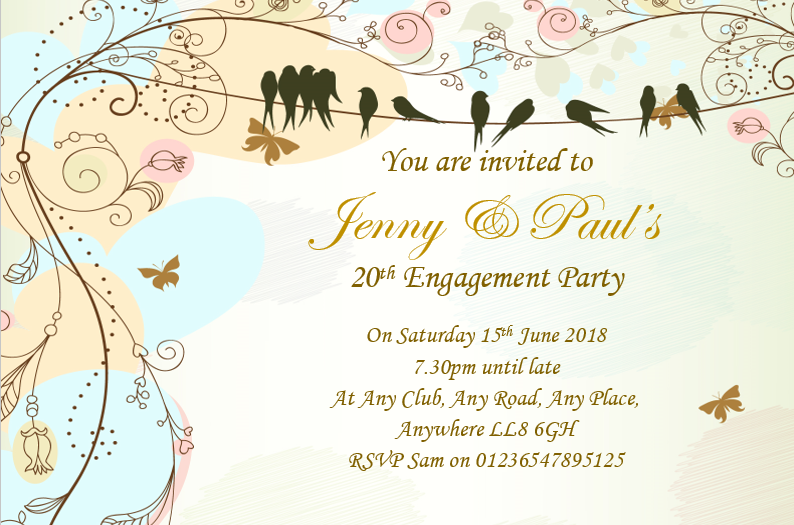 Beautiful Engagement Invitation, a stylish simple design with clear fancy text. Ref E8