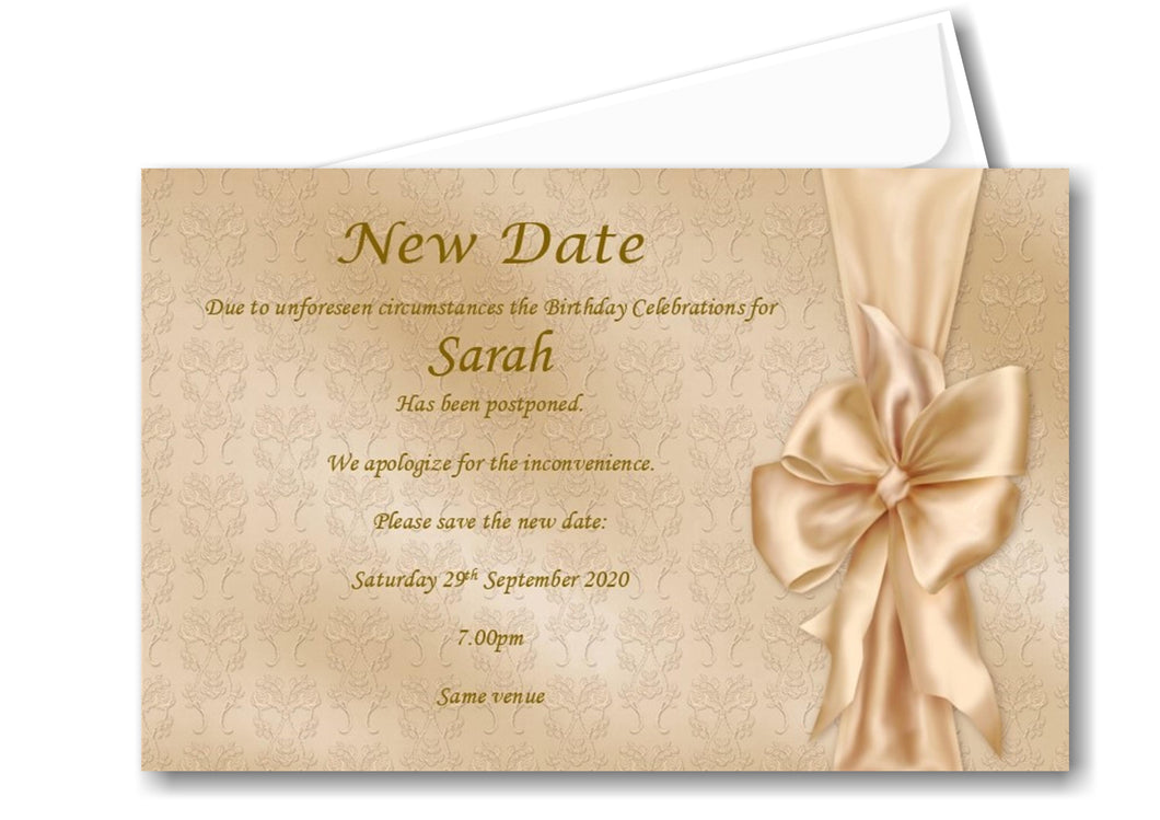 Personalised change The Date Cards Ref ND12 Birthday Bow design