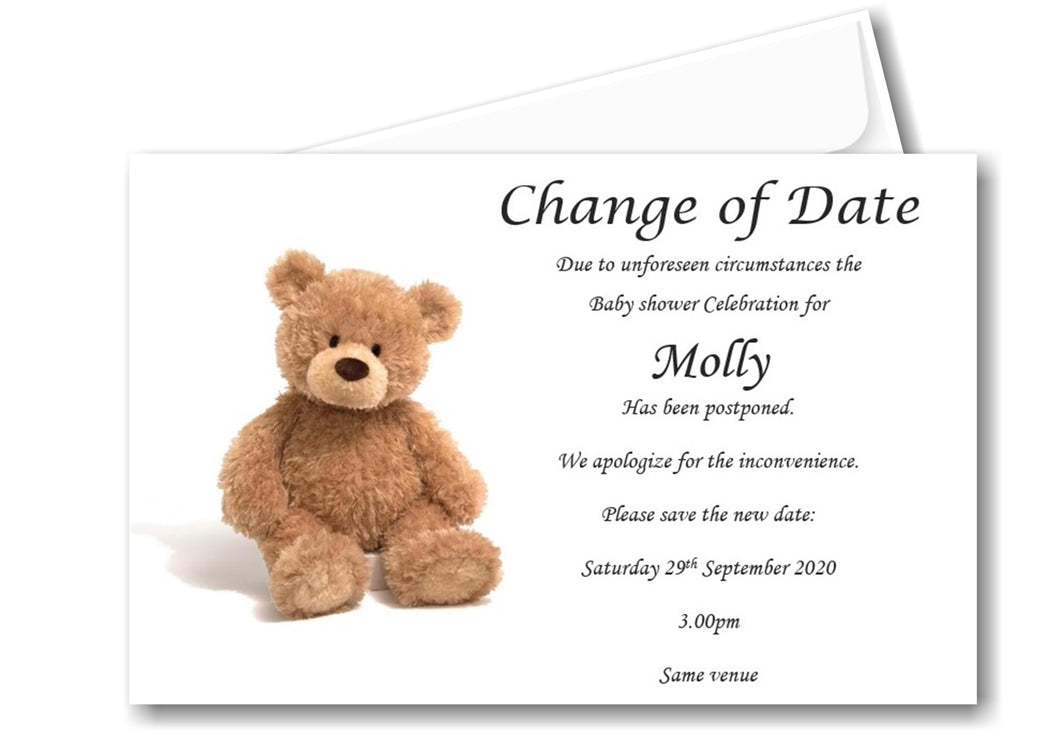 Personalised change The Date Cards Ref ND17 Birthday Brown Bear design