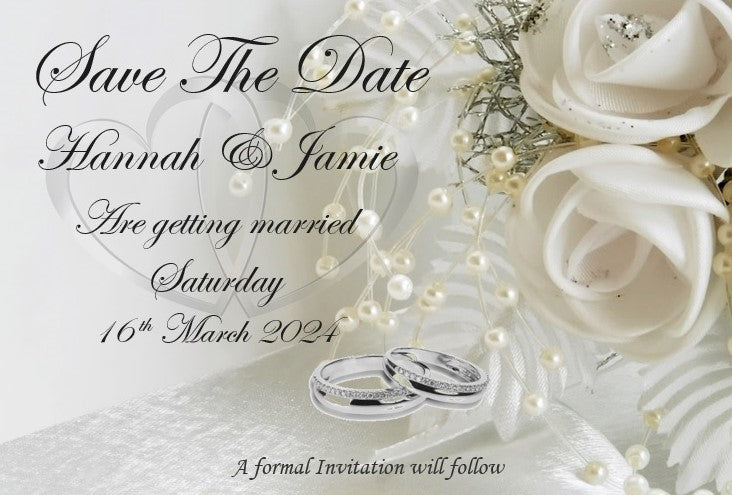 Save The Date Cards Ref SD15 Rose a stylish classic style