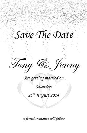 Save The Date Cards Ref SD6 Grey/ silver & white