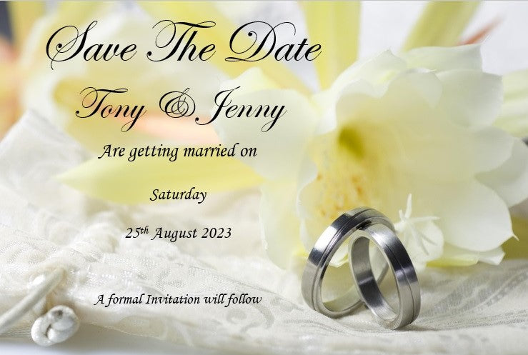 Save The Date Cards Ref SD7 Lemon flower with double wedding rings