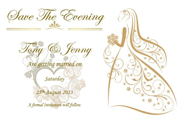 Elegant Bride Design Save The Evening Cards Ref SE11