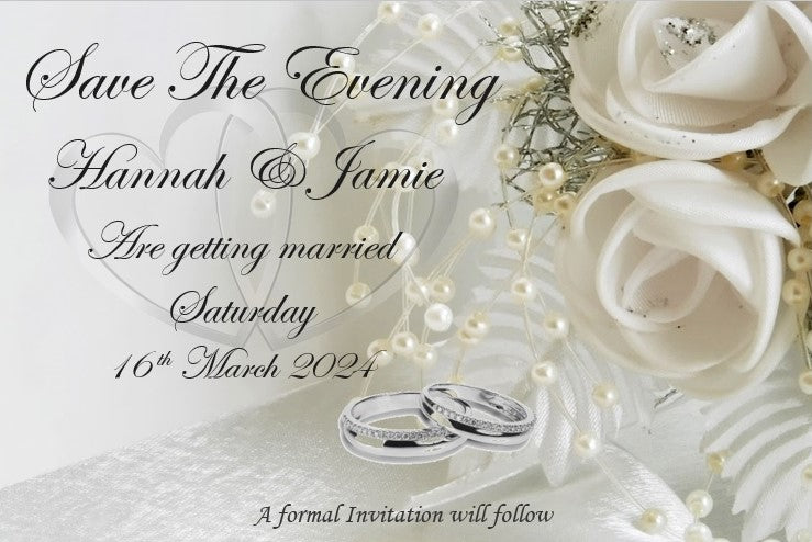 Classic Beautiful Rose Design Save The Evening Cards Ref SE15