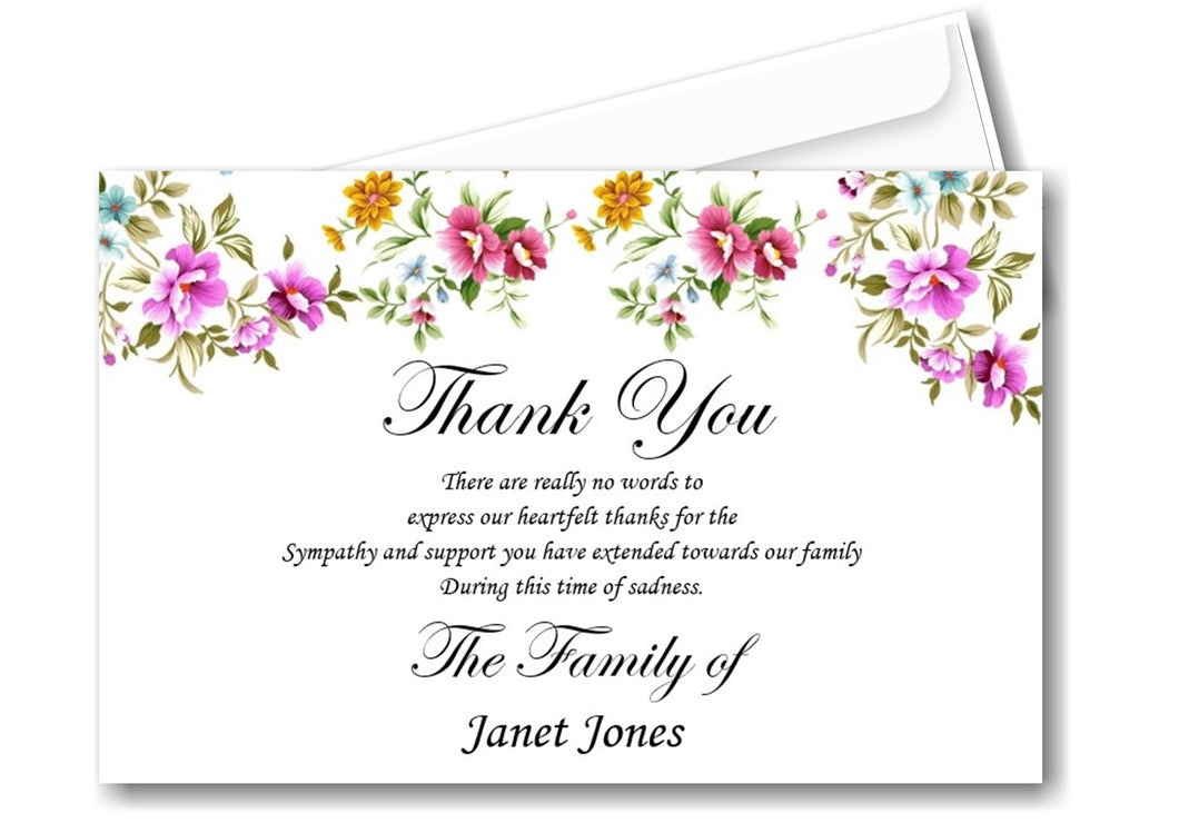 Beautiful Floral Thank You Cards Ref TH11