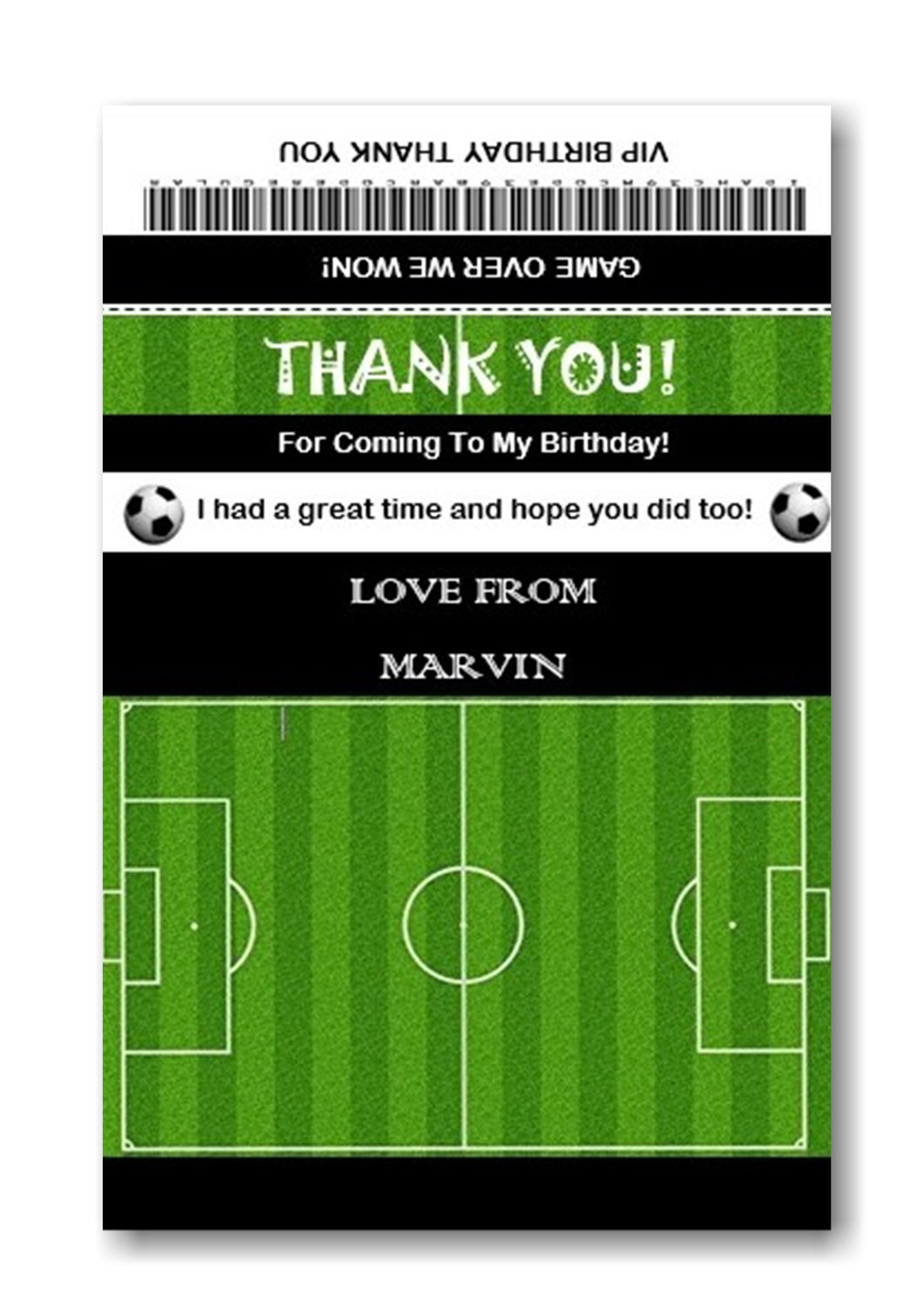 Football Themed Birthday Thank you cards Ref TH13