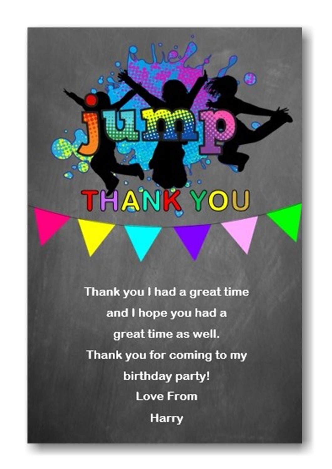 Trampoline Birthday Thank You Cards Ref TH14