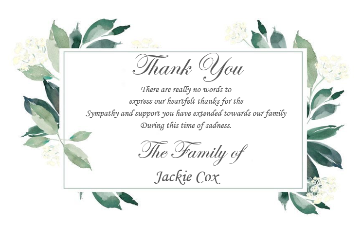 Beautifully designed funeral Thank You Cards Ref TH29