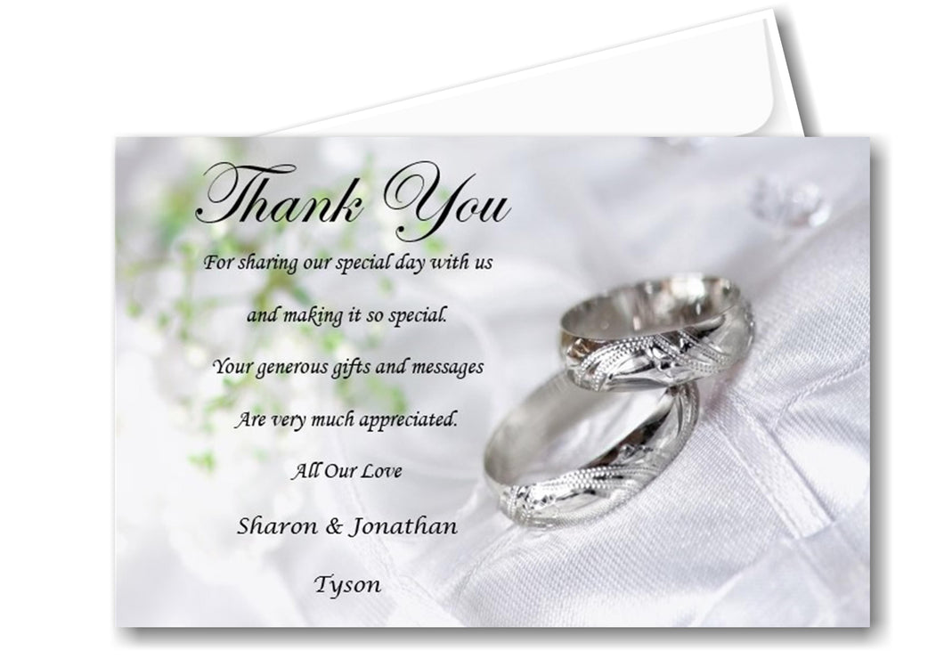 Elegant Thank you Wedding Cards in silver/grey Ref W10 The very best way to say thank you to your guests