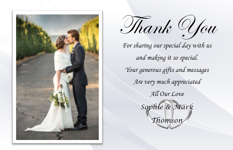 Beautiful Wedding Thank you Cards with your own photo on Ref W3