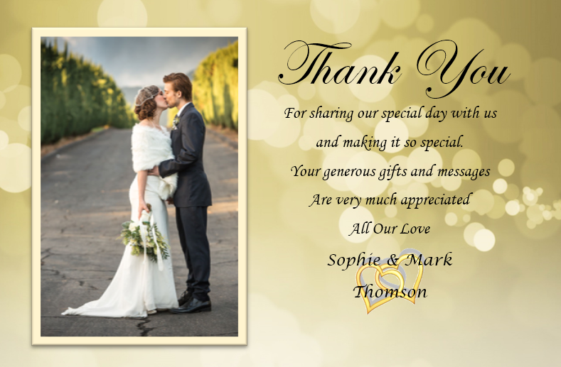 Elegant Wedding Thank you Cards with your own photo on Ref W4