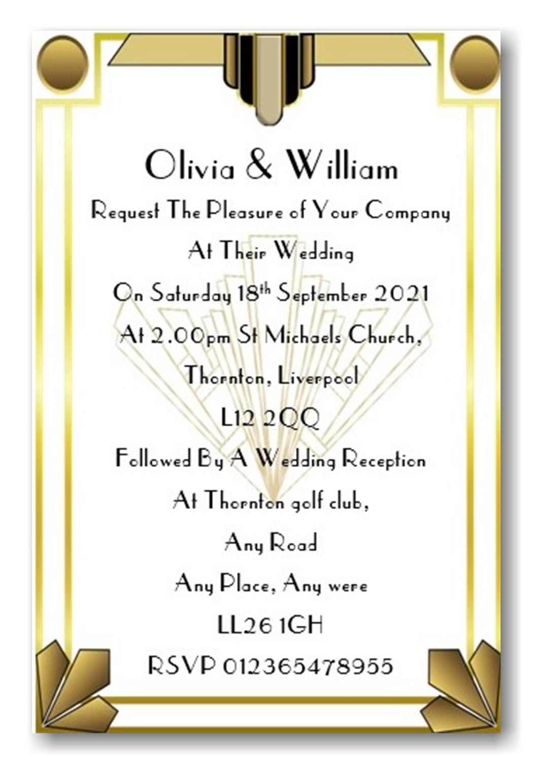 Wedding Day Invitation Ref W59 1960's style