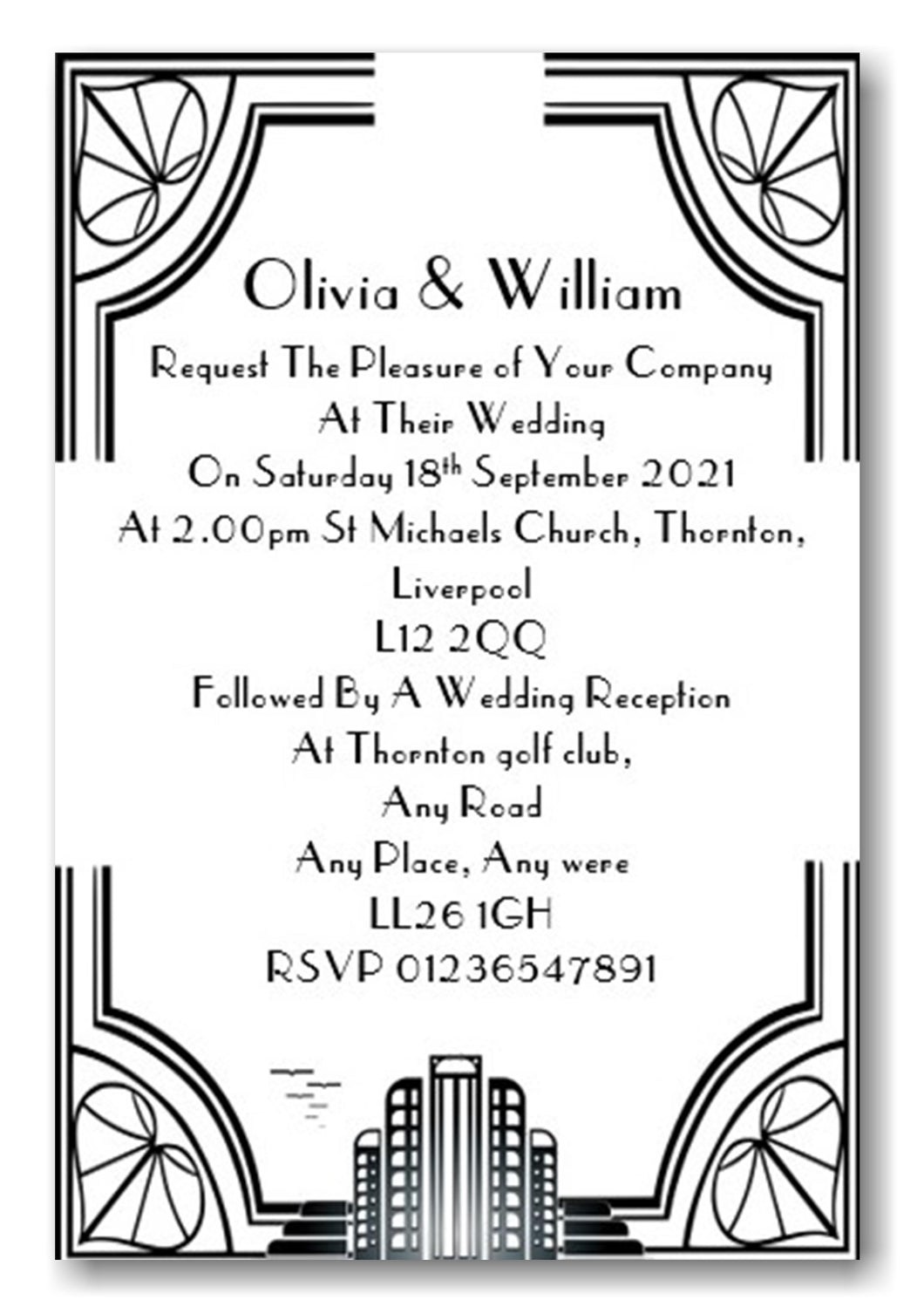 Wedding Day Invitation Ref W60 1960's style