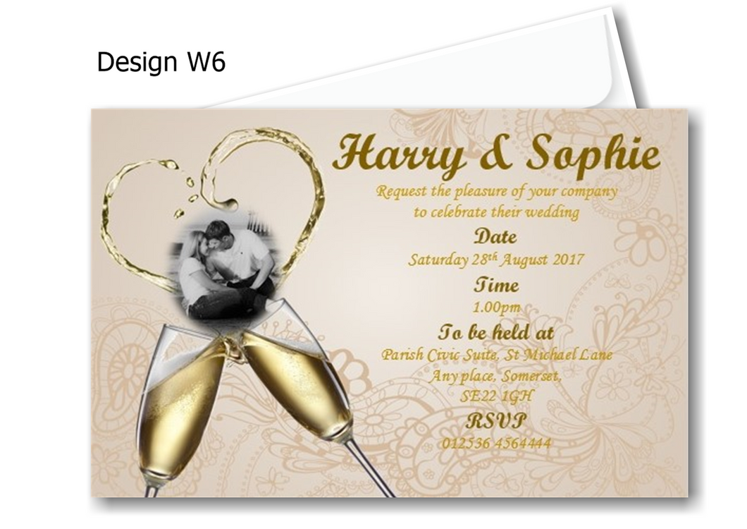 Wedding Day Invitation Ref W6 With photo on