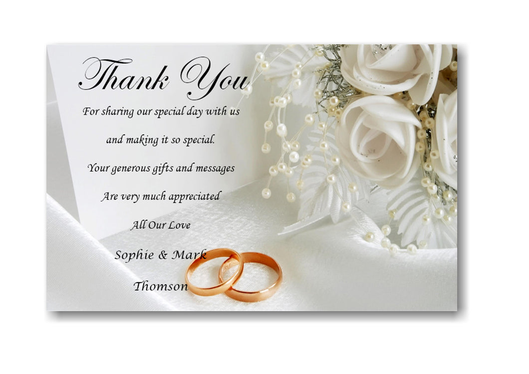 Beautiful Wedding Thank you Cards Rose Design Ref W9