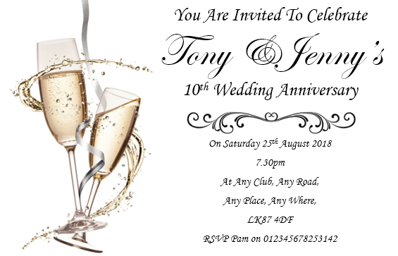 Beautiful Wedding Anniversary Invitations Personalised Can Be Made For ANY Anniversary REF WA22