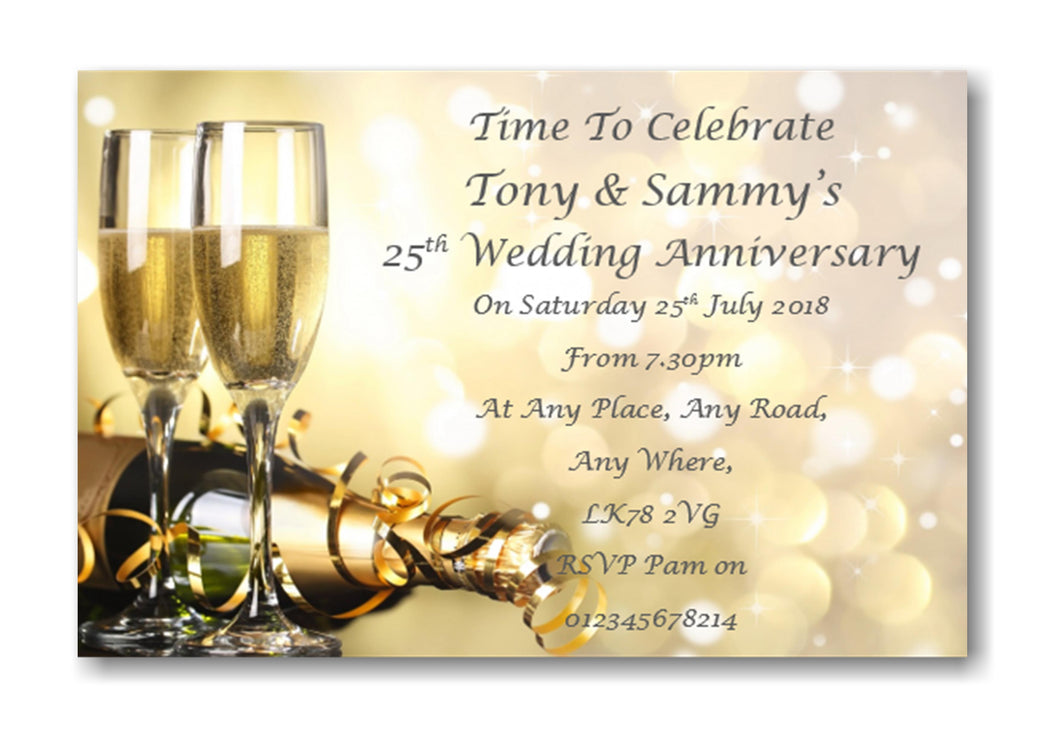 Wedding Anniversary Invitations Personalised Can Be Made For ANY Anniversary REF WA5