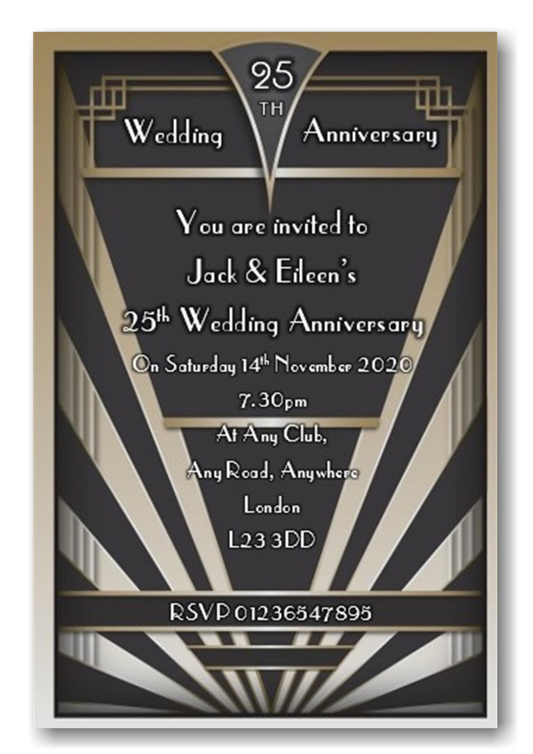 1960's Style Wedding Anniversary Invitations Personalised Can Be Made For ANY Anniversary REF WA6