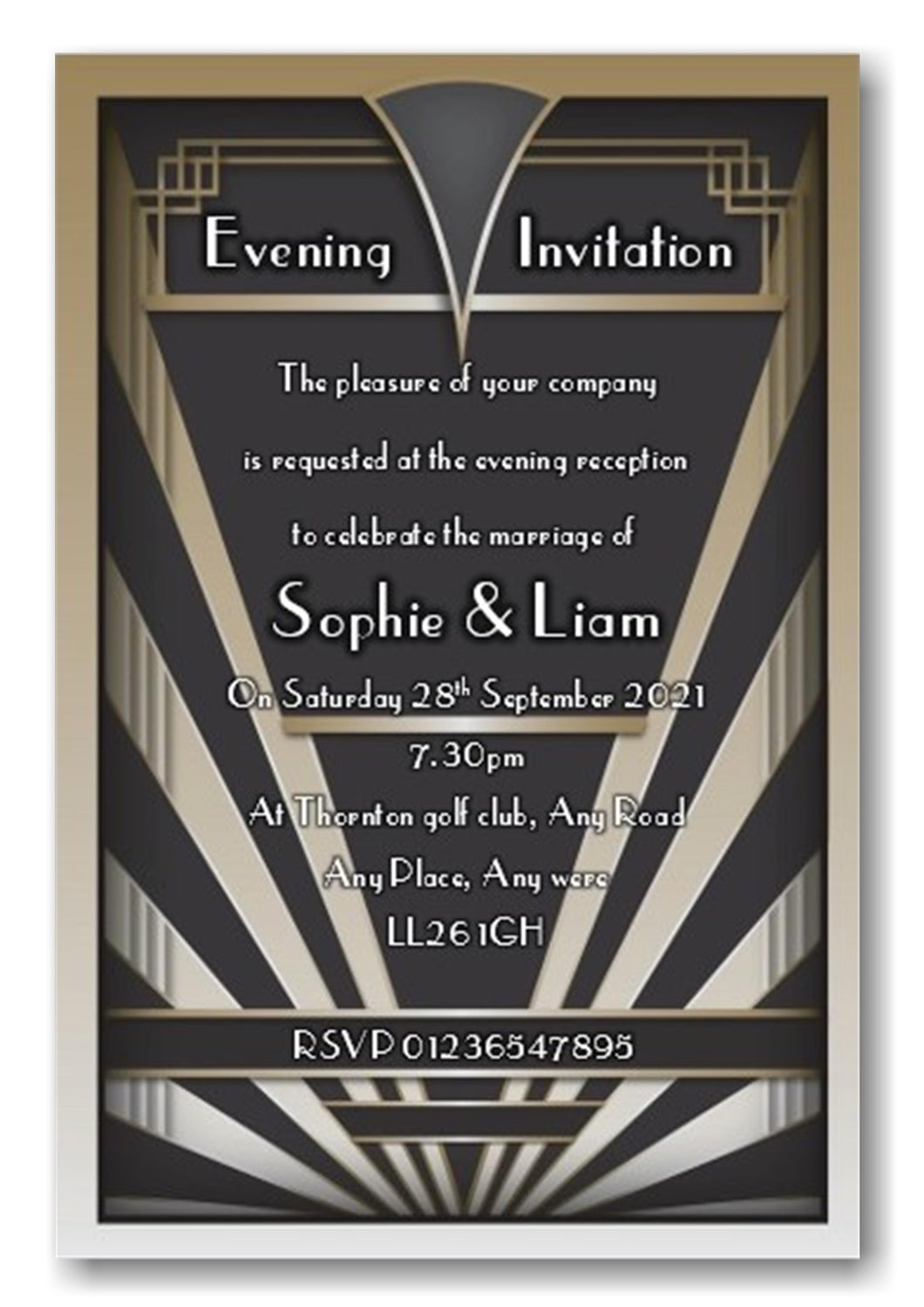 Wedding Evening Invitation Ref WE58 1960's Style