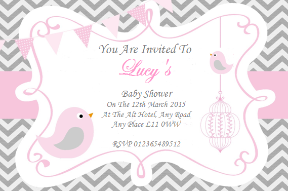 Beautiful Baby Shower Invitations white pink and grey design a truly timeless design Ref B1