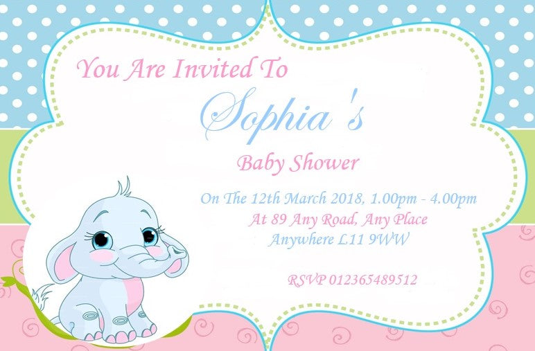 Unique Pink & Blue Baby Shower Invitations timeless classic design Ref B7