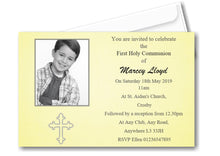 Load image into Gallery viewer, Beautiful Holy Communion Invitation, a simple elegant design with a photo of your child. Ref C10
