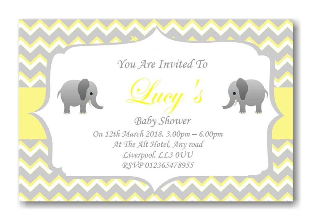 Beautiful Baby Shower Invitations white lemon and grey design a truly timeless design Ref B2