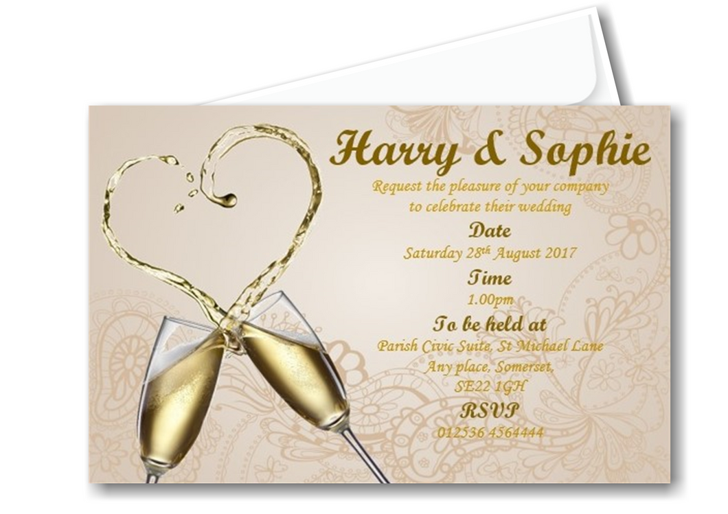 Personalised Wedding Day Invitation Ref WD-B a classy modern design