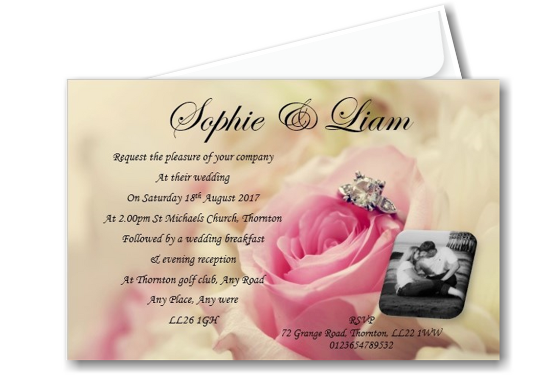 Wedding Day Invitation Ref W8 a classy design with a photo of the special couple on