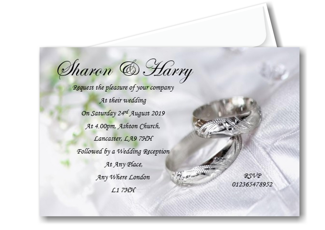 Wedding Day Invitation Ref W3 a stunning silver/grey design that is truly classy and timeless