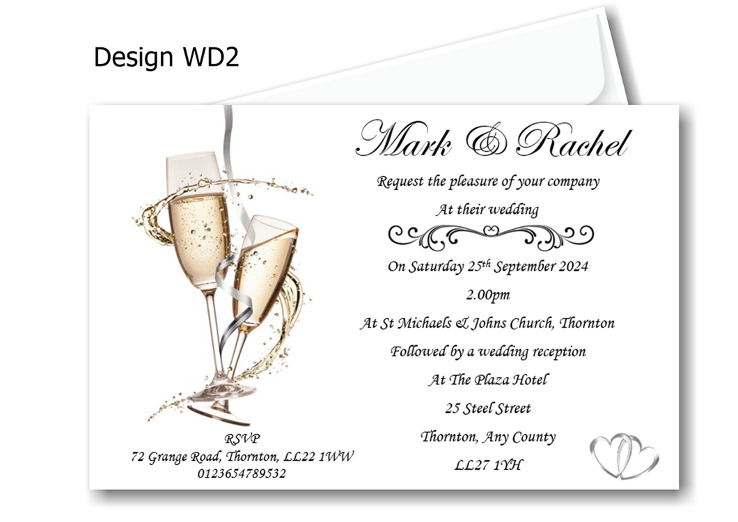 Wedding Day Invitation Ref WD2 A simple but classy design that makes a statement.