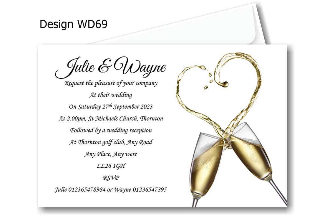 Wedding Day Invitation Ref WD69 a simple but classy design that stands out above the rest