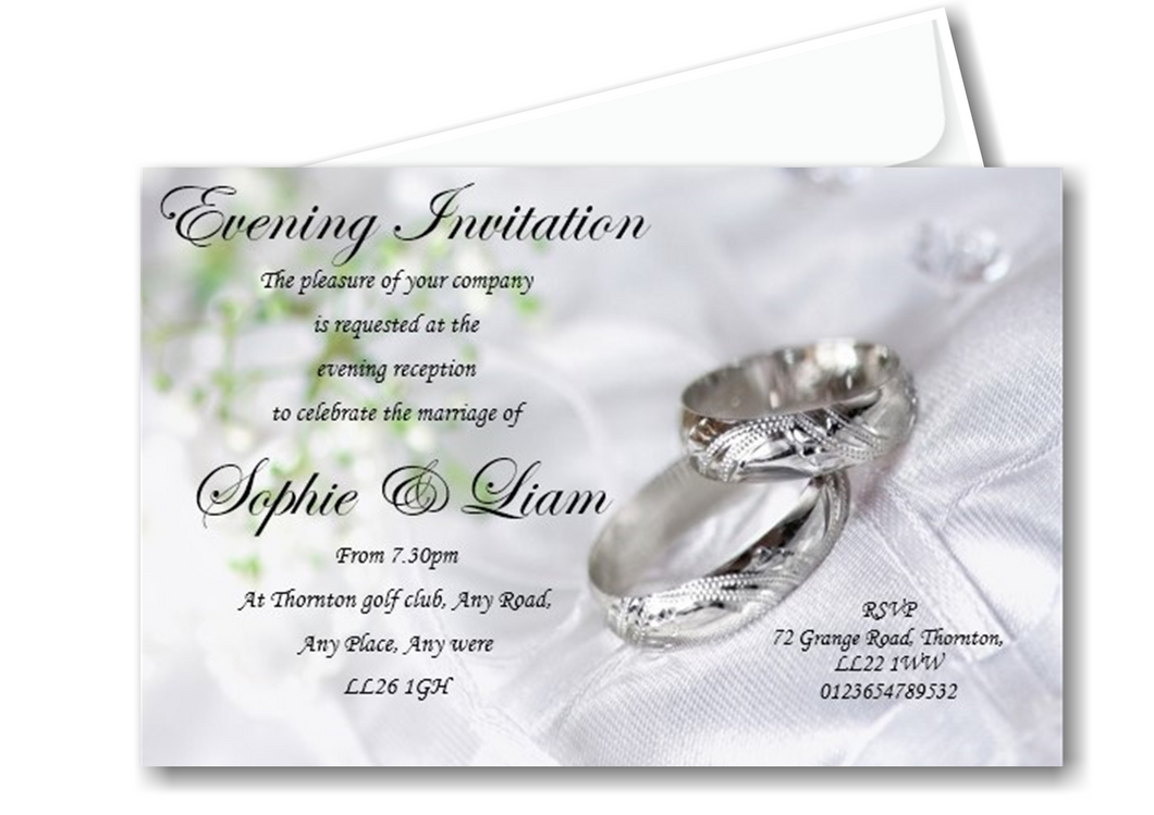 Wedding Day Evening Invitation Ref WE-S  a bold stunning design